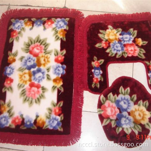 new design velour 3 pieces anti-slip bath mat heated bath mats